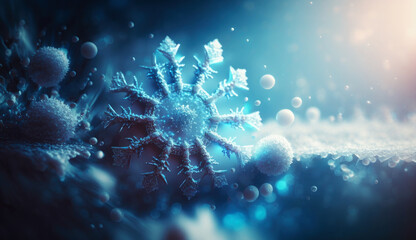 Fototapete - magical ice crystals, ornamental crystal. generative ai.