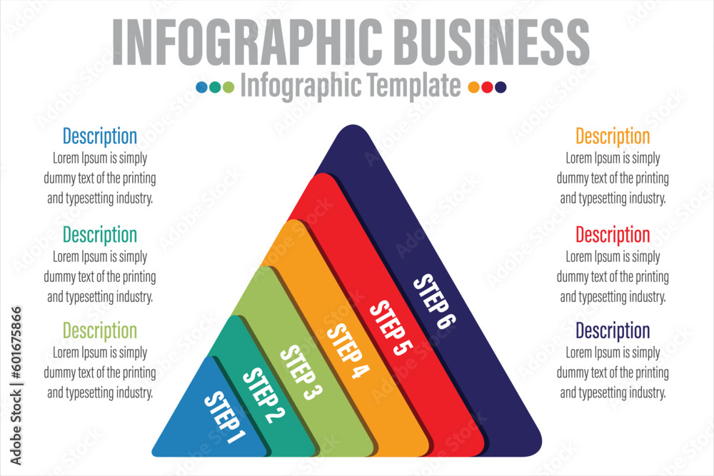 Infographic template for business. 6 steps Modern Mindmap pyramid level ...