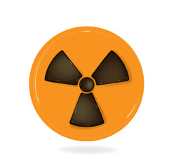 Radiation icon. 3d vector element of yellow color with shadow underneath.  EPS 10.