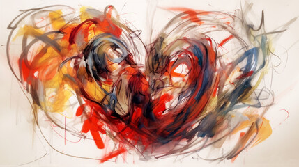 Poster - Red heart on white paper, generative ai.