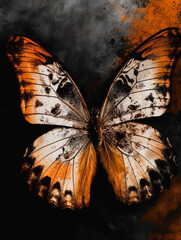 Fototapete - illustration of a color butterfly, abstract color background, generative ai.