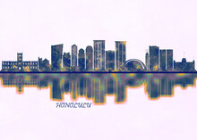 Honolulu Skyline. Cityscape Skyscraper Buildings Landscape City Background Modern Art Architecture Downtown Abstract Landmarks Travel Business Building View Corporate