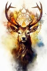 Wall Mural - sacred ornamental deer. gnerative ai.