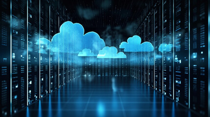 Wall Mural - Cloud computing informational technology for Cyber security , Cloud computing concept, generative AI.