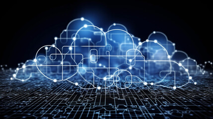 Wall Mural - Cloud computing informational technology for Cyber security , Cloud computing concept, generative AI.