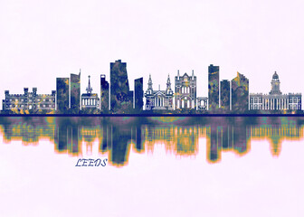 Wall Mural - Leeds Skyline. Cityscape Skyscraper Buildings Landscape City Background Modern Art Architecture Downtown Abstract Landmarks Travel Business Building View Corporate