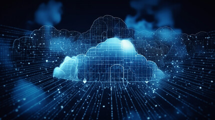 Wall Mural - Cloud computing informational technology for Cyber security , Cloud computing concept, generative AI.