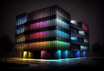 Aufkleber - An artistic rendering of a data center with a futuristic and sleek design,  Generative AI technology.