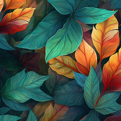 Poster - Abstract leaf texture, Ai generated