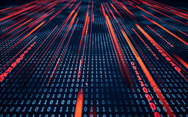 Binary numbers with cyberspace, 3d rendering.
