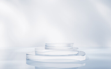 Sticker - Transparent glass stage background, 3d rendering.