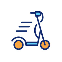 Poster - Scooter pixel perfect RGB color icon. Motorized and electric vehicle. Mobile transport. E scooter. Isolated vector illustration. Simple filled line drawing. Editable stroke. Arial font used