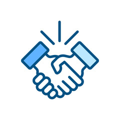 Poster - Handshake pixel perfect RGB color icon. Business etiquette. Shaking hands. Deal making. Company meeting. Isolated vector illustration. Simple filled line drawing. Editable stroke. Arial font used