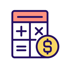 Sticker - Counting money pixel perfect RGB color icon. Financial accounting. Cash control. Income statement. Isolated vector illustration. Simple filled line drawing. Editable stroke. Arial font used