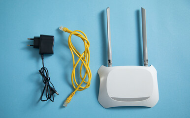 Wall Mural - wi fi router on the blue background.
