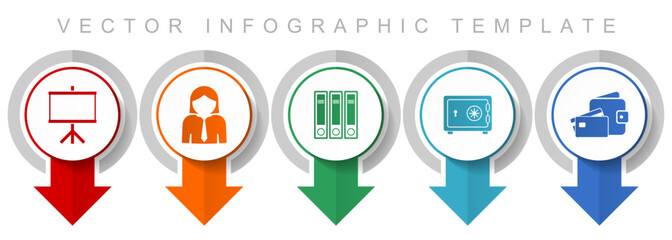 Leinwandbilder - Seminar icon set, miscellaneous pointer icons such as board, woman, archive, safe and money for webdesign and mobile applications, modern design infographic vector template