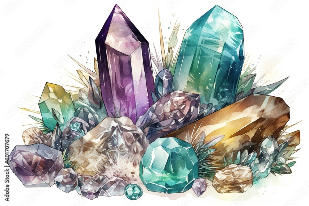 healing crystals isolated on white background. Generated by AI Stock ...