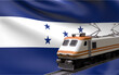 Honduras country national flag with speed trains railroad locomotive tourist traveling path international journey infrastructure concept 3d rendering image