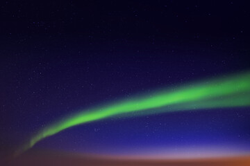 Sticker - Night blue starry sky and Northern lights. Green aurora borealis