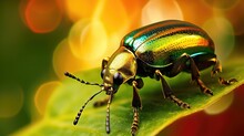 Dogbane Leaf Beetle In The Wild. Generative AI