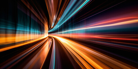 Wall Mural - abstract long exposure dynamic speed light trails background. generative ai