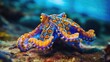 Blue-ringed octopus in the wild. Generative AI