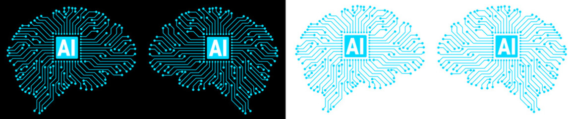 Wall Mural - Artificial intelligence concept. Brain human with artificial intelligence symbol transparent background