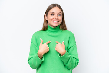 Young beautiful blonde woman isolated on white background with surprise facial expression