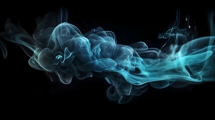 Blue smoke abstract on black background. Generative AI