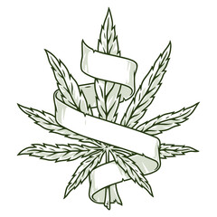 Sticker - Cannabis plant detailed sticker monochrome