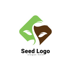 Wall Mural - Growing seed logo design template. Fit for wheat farm, natural harvest, agronomy, rural country farming field