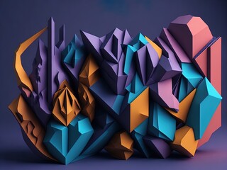 Wall Mural - Colorful geometric 3d abstract background generated ai