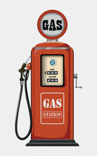 Vector Simple Retro Gas Station In Red Color Isolated On The White Background