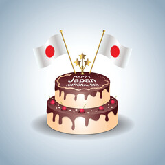 Wall Mural - Japan National Day with a Cake .Vector Illustration