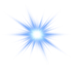 Wall Mural - Blue star and sparks isolated on transparent background. Flares and sunbursts. Glowing light effects. PNG.