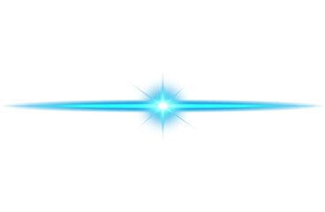 Blue star and sparks isolated on transparent background. Flares and sunbursts. Glowing light effects. PNG.