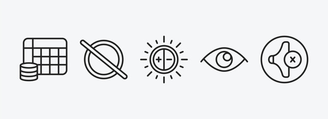 Wall Mural - user interface outline icons set. user interface icons such as table for data, forbbiden, brightness