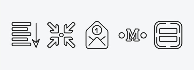 user interface outline icons set. user interface icons such as sort down, compress, envelope, medium, equal vector. can be used web and mobile.