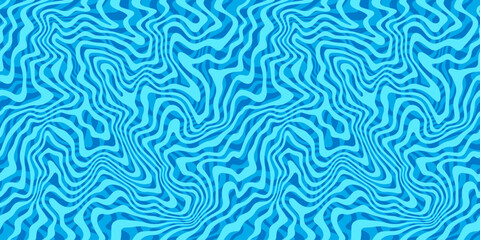 Aufkleber - Seamless Water Pattern with Wavy Lines. Vector Water Ripple Texture. Abstract Blue Pool Surface
