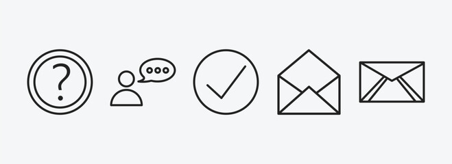 Wall Mural - user interface outline icons set. user interface icons such as round help button, user with speech b