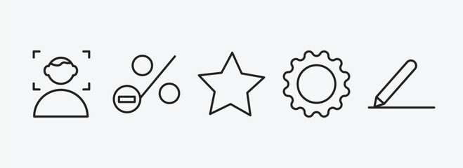 Wall Mural - user interface outline icons set. user interface icons such as face detection, less percentage, roun