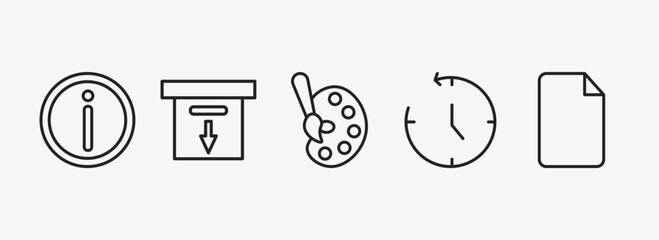 Wall Mural - user interface outline icons set. user interface icons such as help web button, download archive, ar