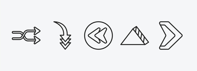 Wall Mural - user interface outline icons set. user interface icons such as crossover, curved downward arrow, bac