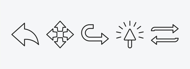 Wall Mural - user interface outline icons set. user interface icons such as arrow address back, four expand arrow