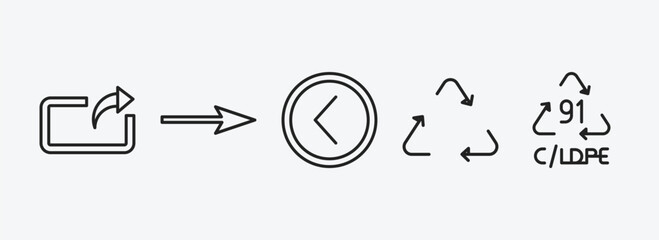 Wall Mural - user interface outline icons set. user interface icons such as export arrow, arrow pointing right, r