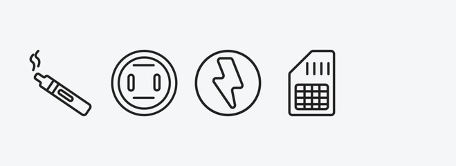 Wall Mural - technology outline icons set. technology icons such as basic microphone, electronic cigarette, round
