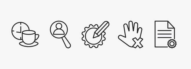 Wall Mural - success outline icons set. success icons such as coffee break, hire, resources, restrict, project ve