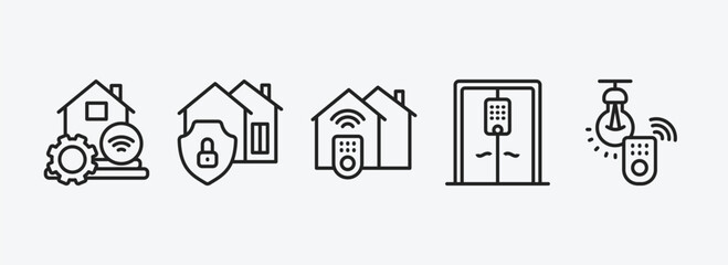 Wall Mural - smart home outline icons set. smart home icons such as home automation, security system, access, automated door, illumination vector. can be used web and mobile.