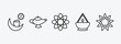 © Farahim - religion outline icons set. religion icons such as ramadan iftar, arabian magic lamp, agticism, ner tamid, bahai vector. can be used web and mobile.