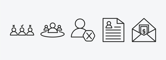 Wall Mural - human resources outline icons set. human resources icons such as selection process, human resources,